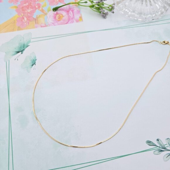 "Rose Gold Flat Snake Chain Necklace | 50cm Elegant Minimal Design, XPNL0115 - Picture 2 of 13